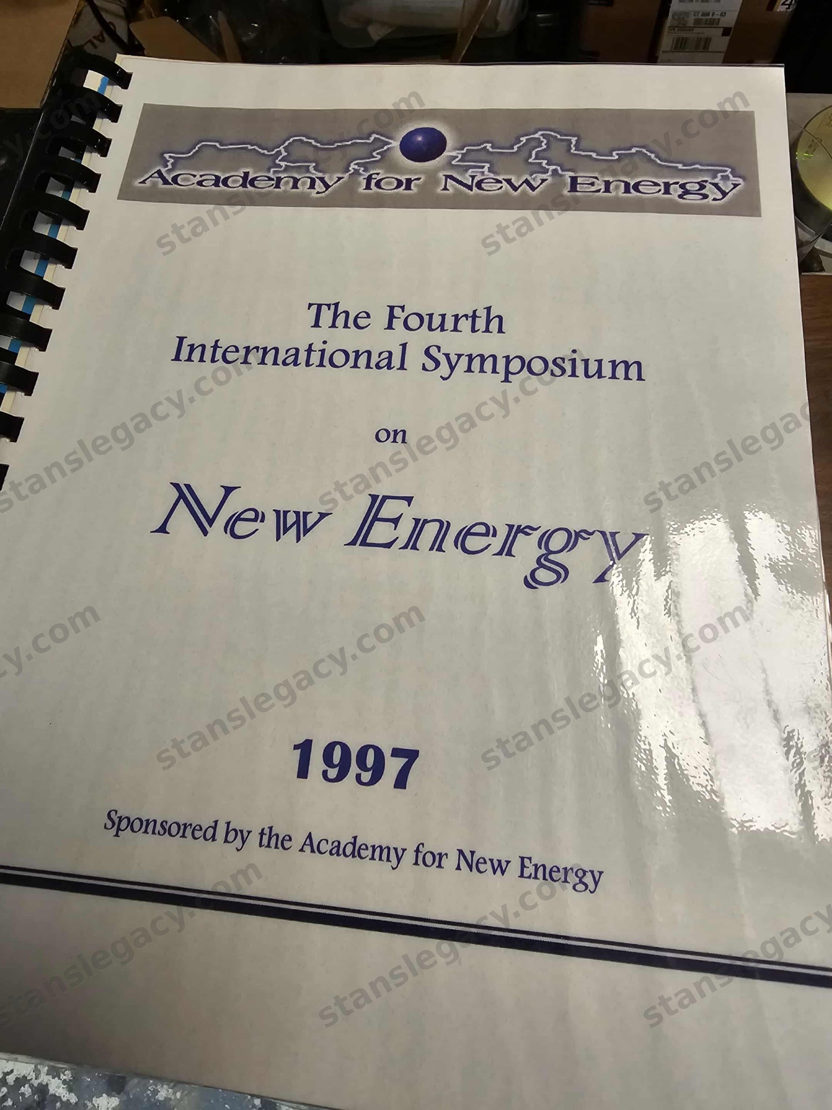 The cover of the proceedings: “The Fourth International Symposium on New Energy”, sponsored by the Academy for New Energy.