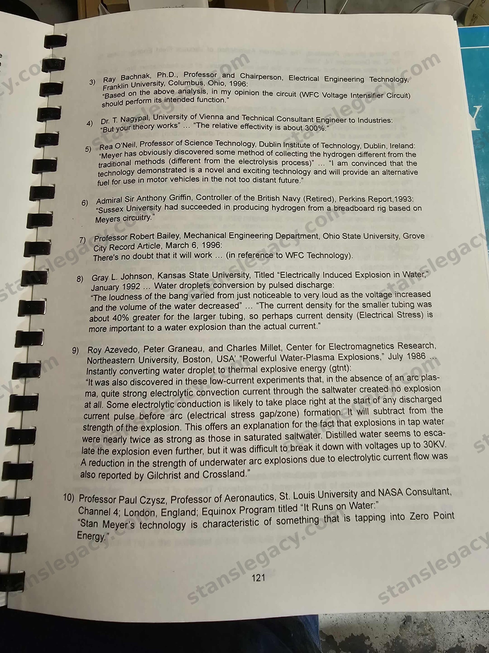 Page 121. Endorsements three to ten, the page most often quoted from.
