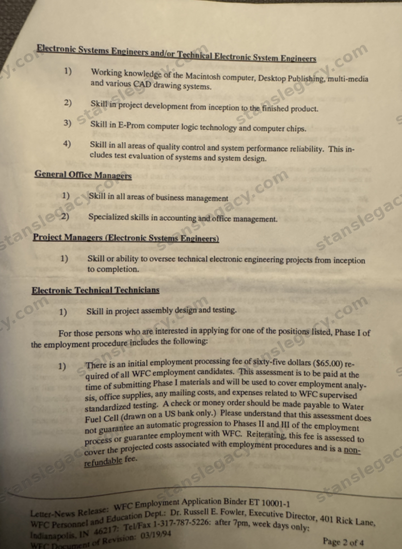 Page 2 of 4. The remaining posts, and the first item of Phase I: a sixty-five dollar non-refundable processing fee.