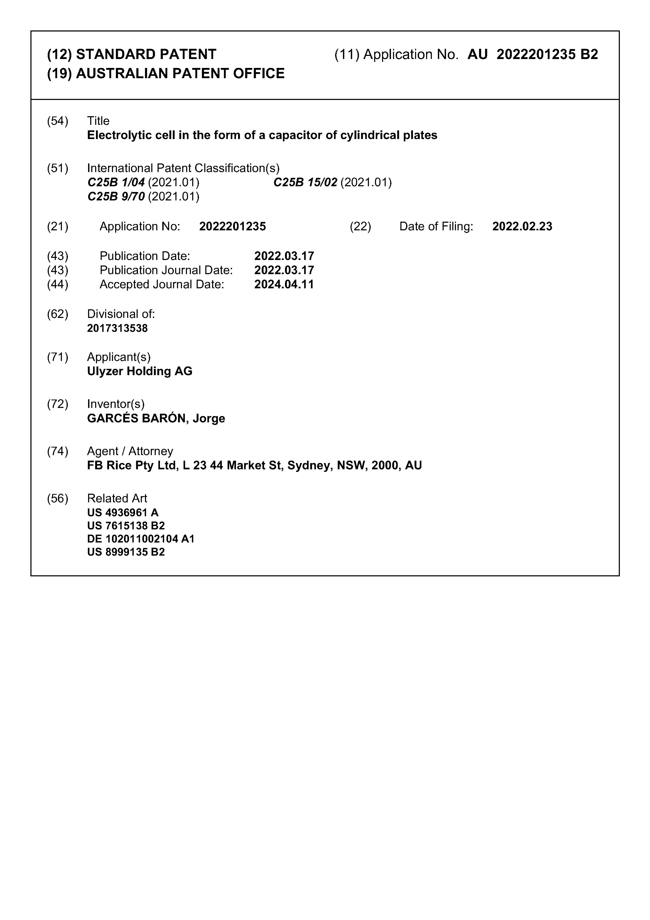 Page 1 of the original patent document